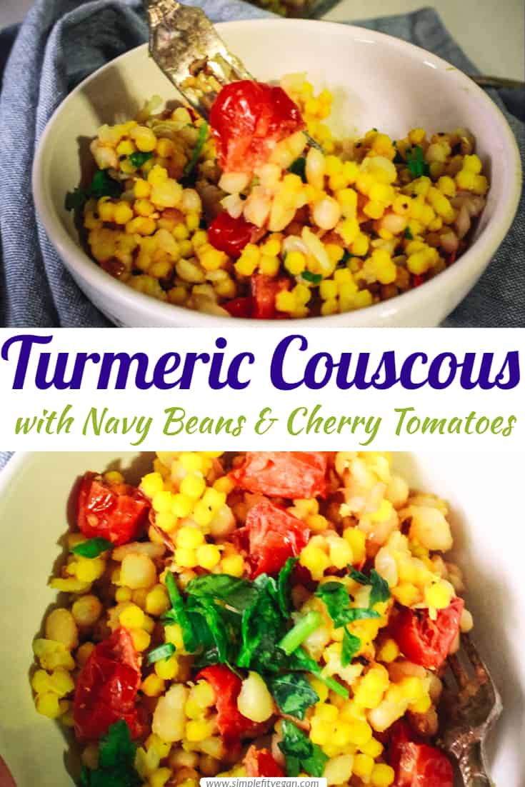 Turmeric Couscous with Navy Beans and Cherry Tomatoes