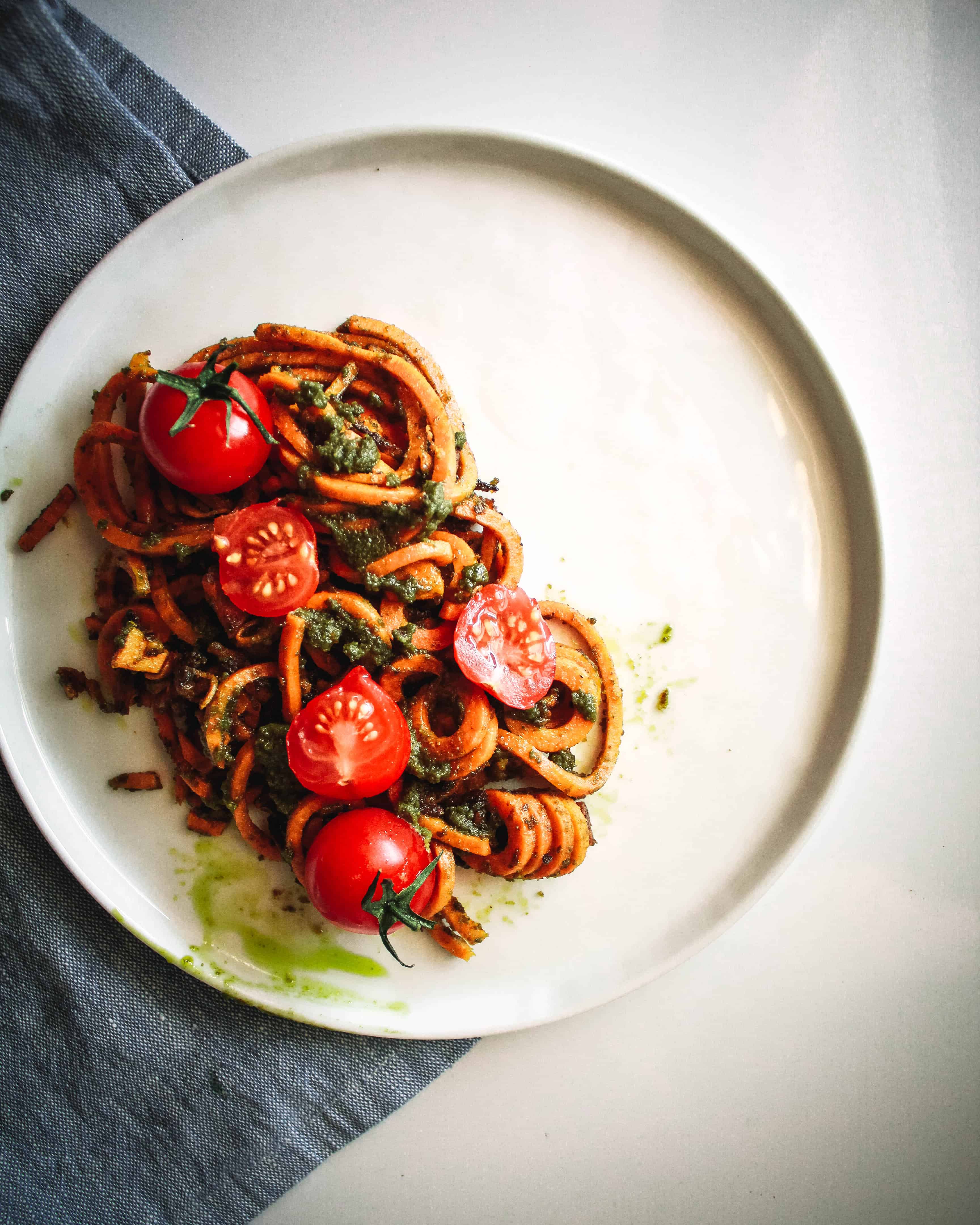 Sweet Potato Noodles with Almond Pesto