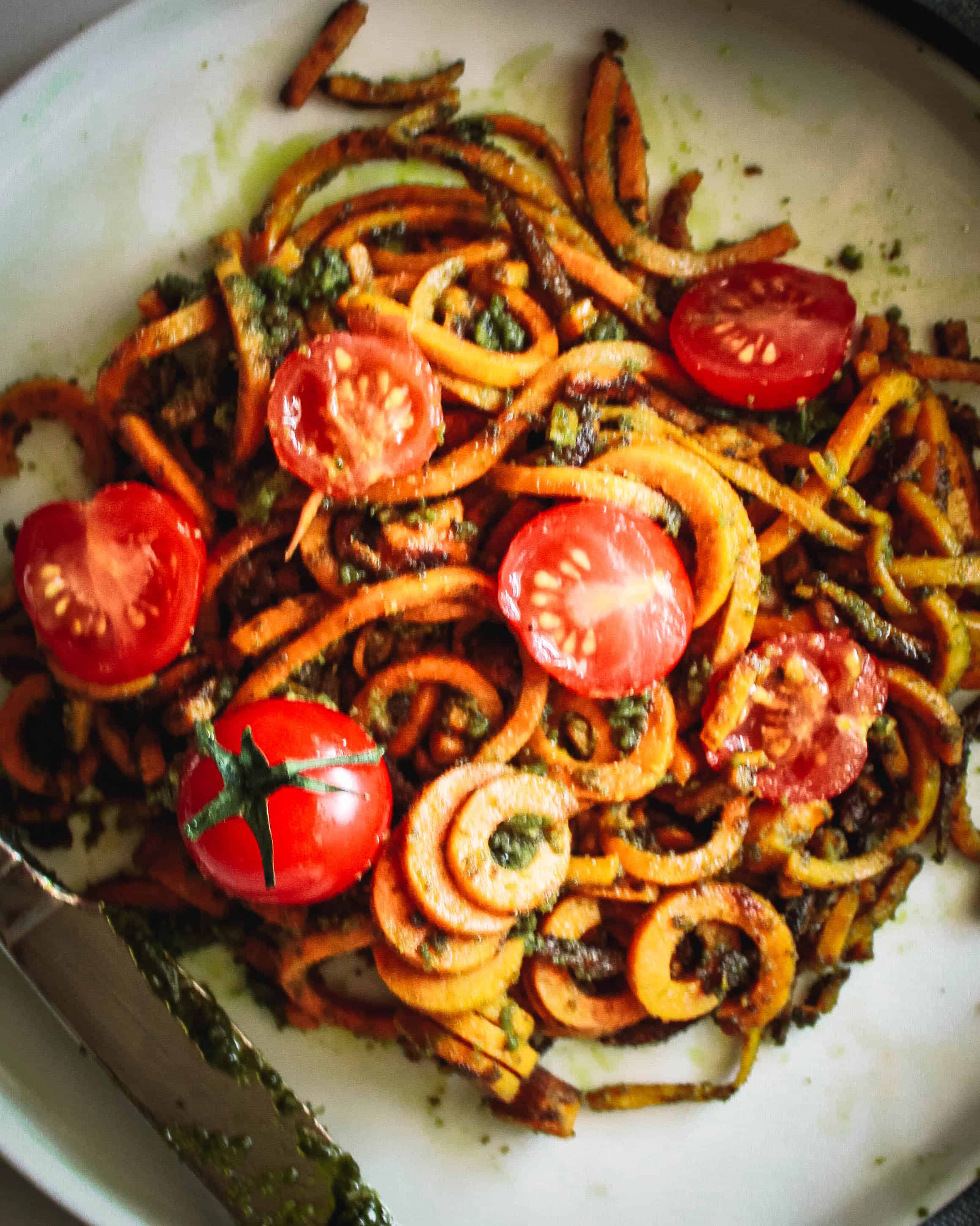 Sweet Potato Noodles with Almond Pesto