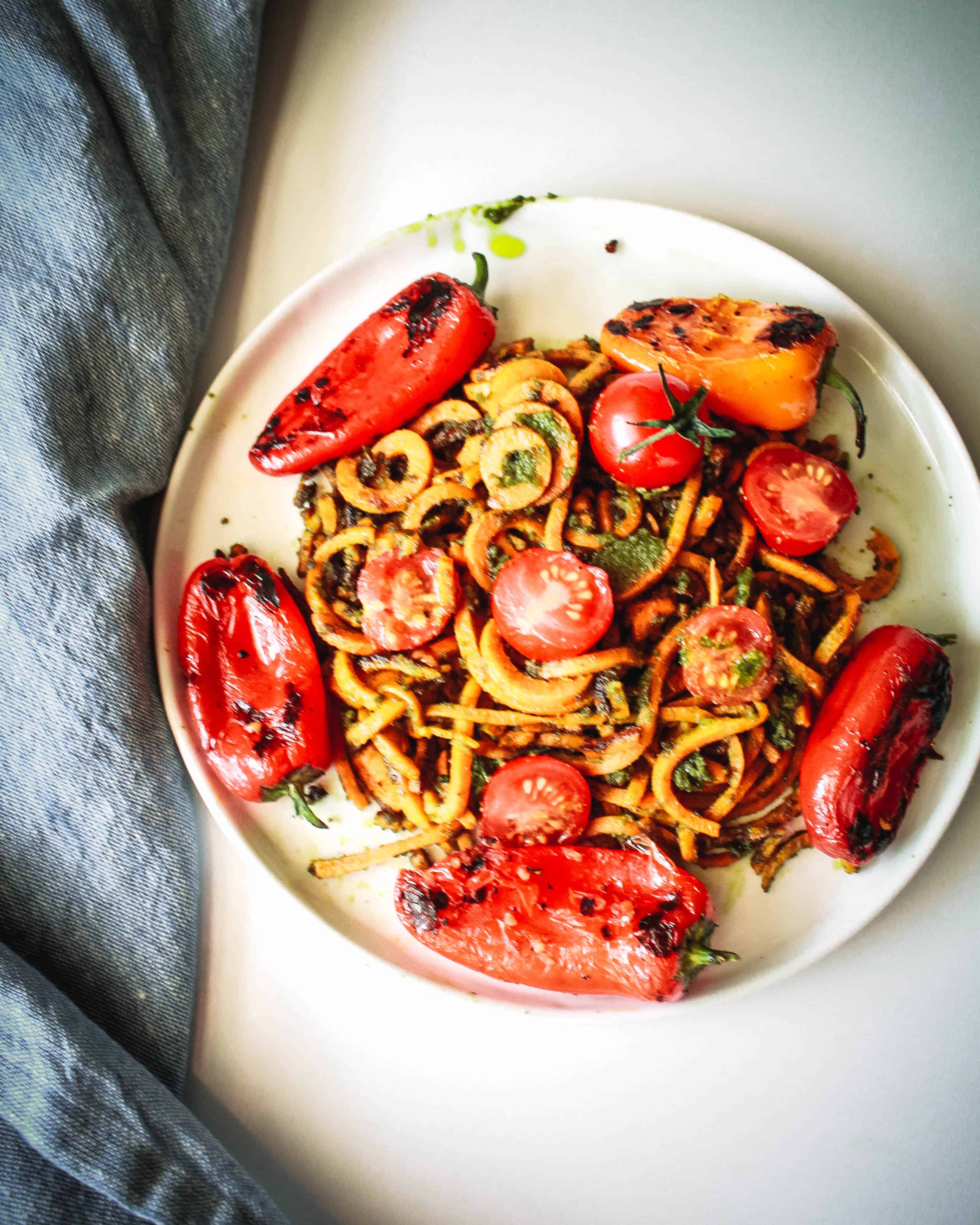 Sweet Potato Noodles with Almond Pesto