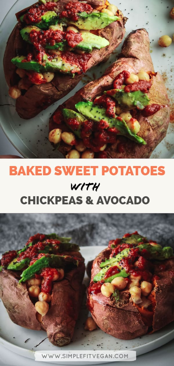 Baked Sweet Potato with Chickpeas & Avocado