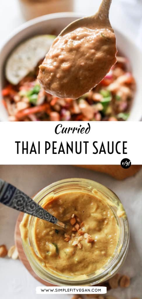 Easy 10-minute Curried Thai Peanut Sauce recipe that is perfect for spring rolls and noodles! #thai #peanutsauce #sauce