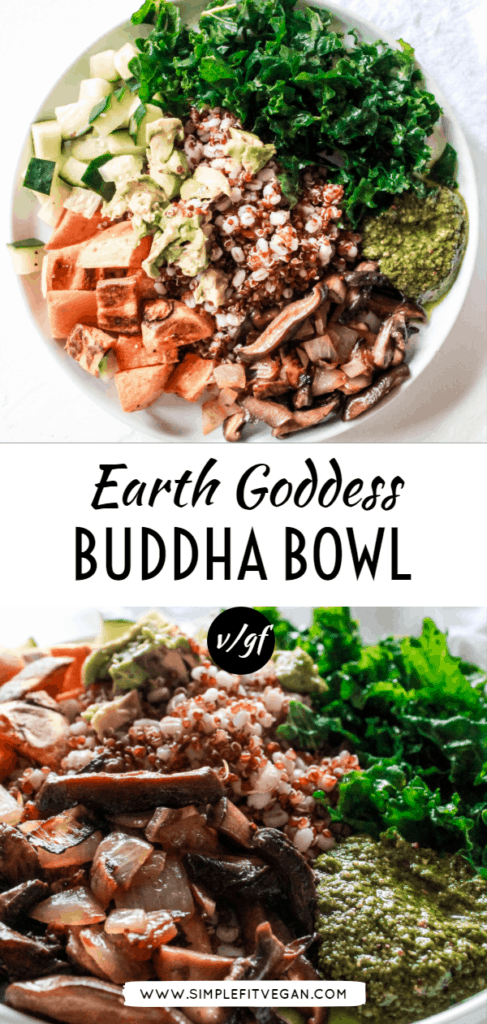 This healthy and clean Buddha Bowl recipe with a delicious pesto sauce is optimized for vegan nutrition needs. It is yummy and will keep you full all day! #buddhabowl #veganrecipe #cleaneating