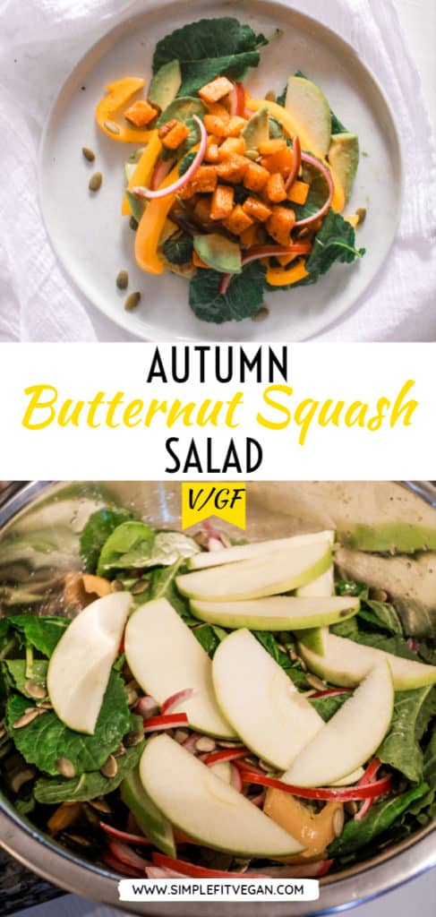 Roasted butternut squash salad full of fall flavors and spices! It makes an easy side dish or dinner! 