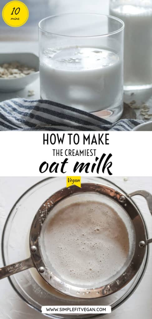 Make the creamiest, homemade oat milk with this easy 10 that you can use in coffee, cereal, dessert, oatmeal, smoothies and more! 