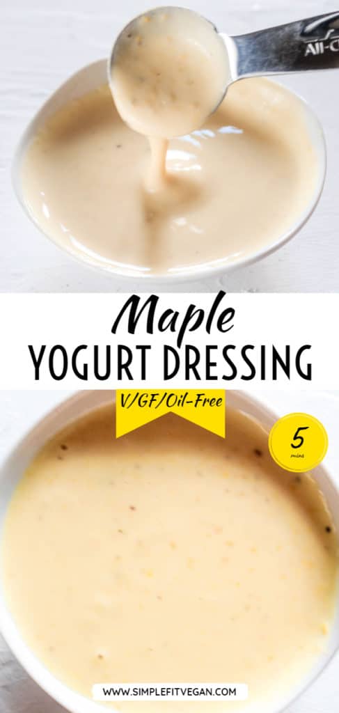 Healthy, oil-free, gluten-free dressing that works well with salads, tacos, buddha bowls, and vegetable sides! #dressing #maple #healthy #homemade