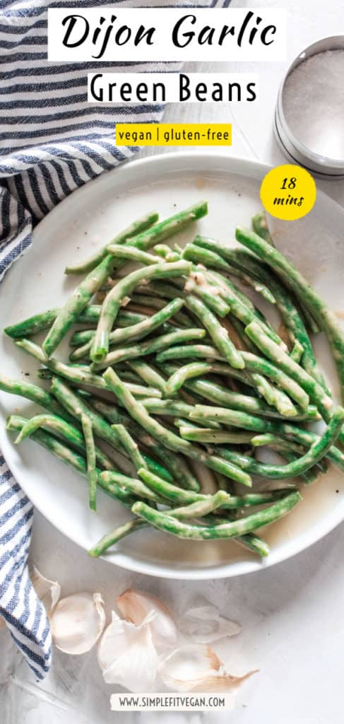 Healthy and easy green beans recipe with Dijon garlic sauce. It’s the perfect side dish recipe for holidays or weeknight meal. #greenbeans #dijon #holidayside