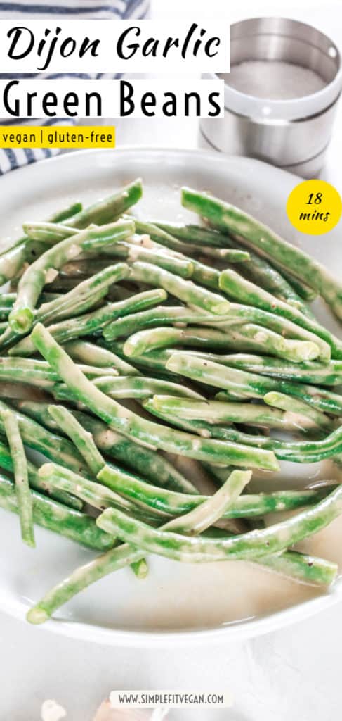 Healthy and easy green beans recipe with Dijon garlic sauce. It’s the perfect side dish recipe for holidays or weeknight meal. #greenbeans #dijon #holidayside