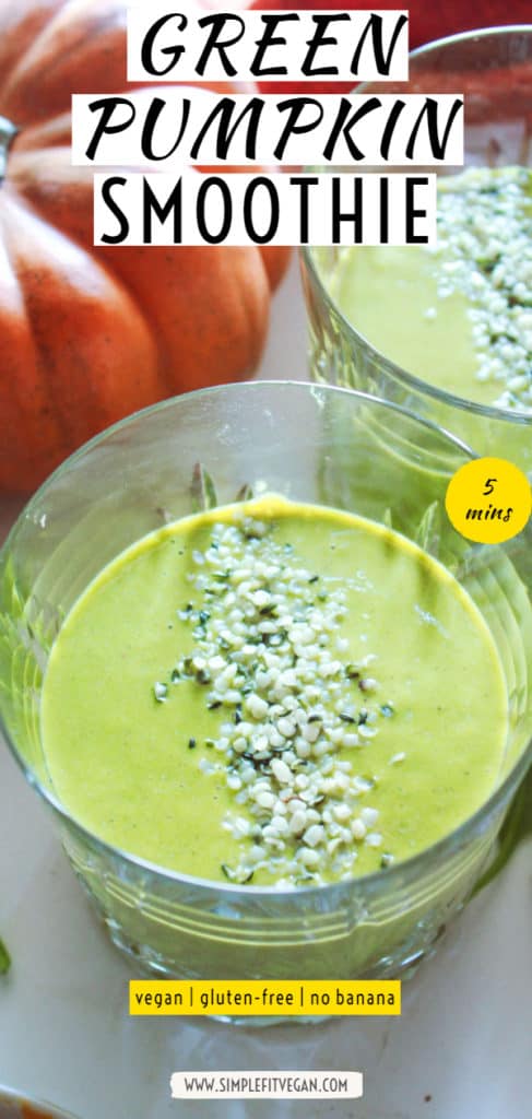 Healthy Pumpkin Smoothie recipe with Leafy Greens, optional added protein, and no banana! #vegansmoothie #pumpkinsmoothie #greensmoothie