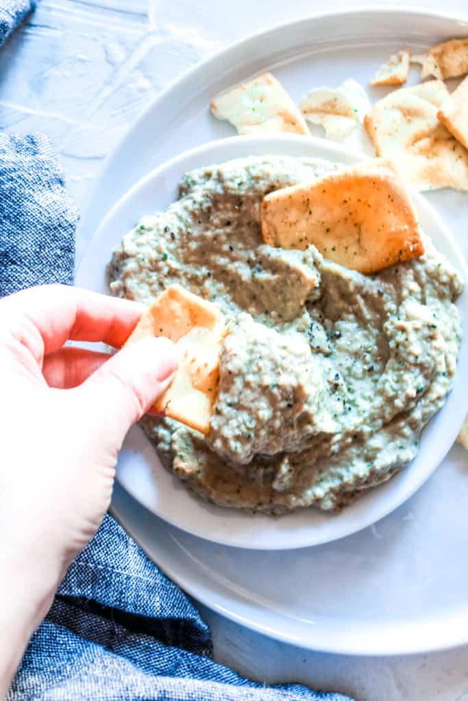 Delicious, creamy, 30-minute Baba Ganoush recipe with authentic smoky flavor. Two ways to make it: with or without a food processor!