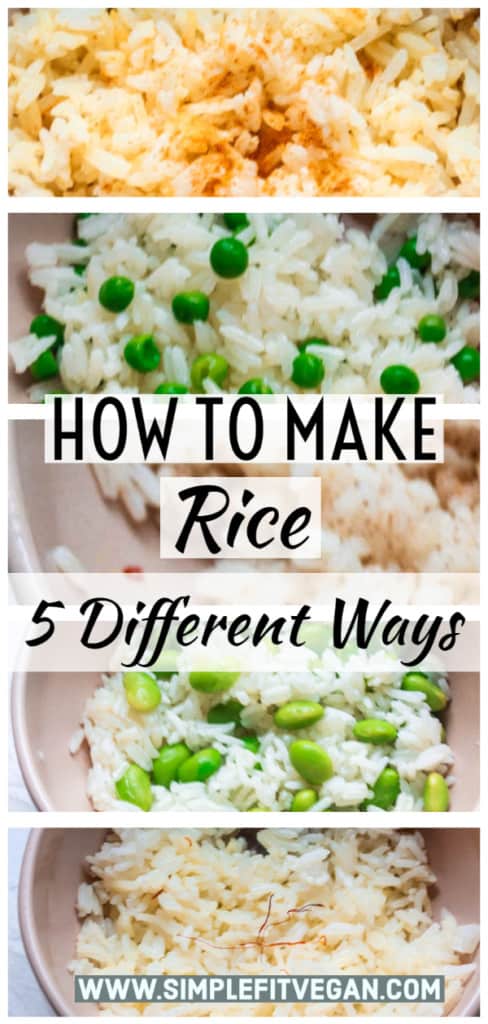 Learn how to make rice five simple different ways with items in your pantry and freezer. Make one big batch of rice and add a variety of everyday ingredients to vary up your meals throughout the week!