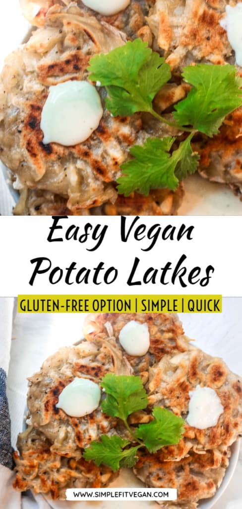Simple, crispy latke recipe that can also be made gluten-free! It’s perfect as an appetizer, snack, or a side vegetable. #latkes #potatoes